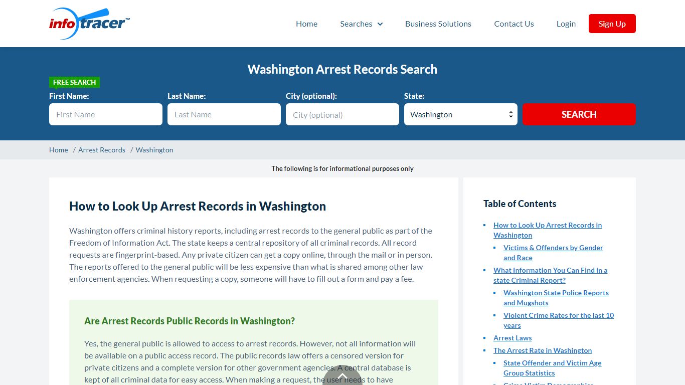 Search Washington Arrest Records Online - Infotracer